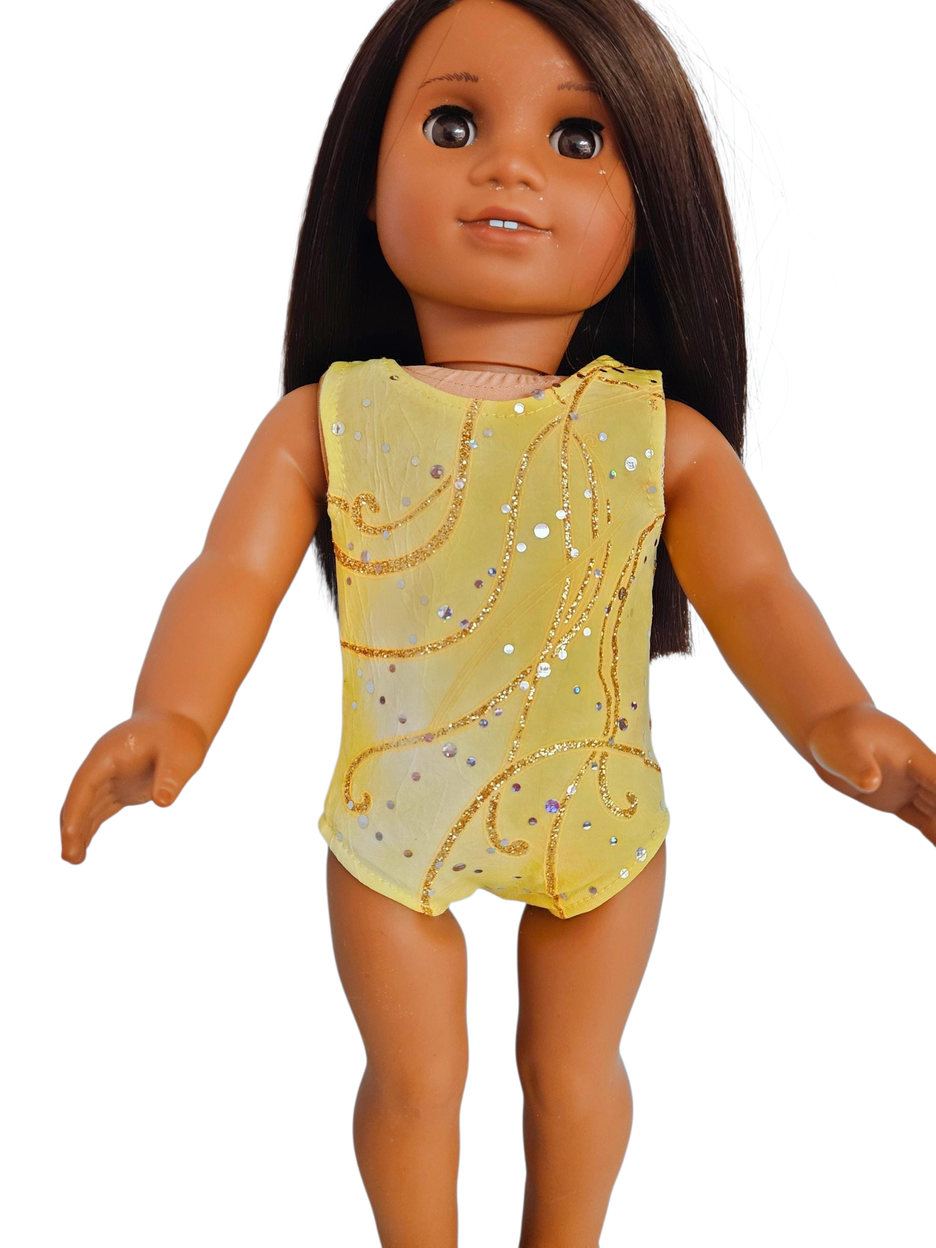 18 inch doll Yellow Sequin Swimsuit & Sash