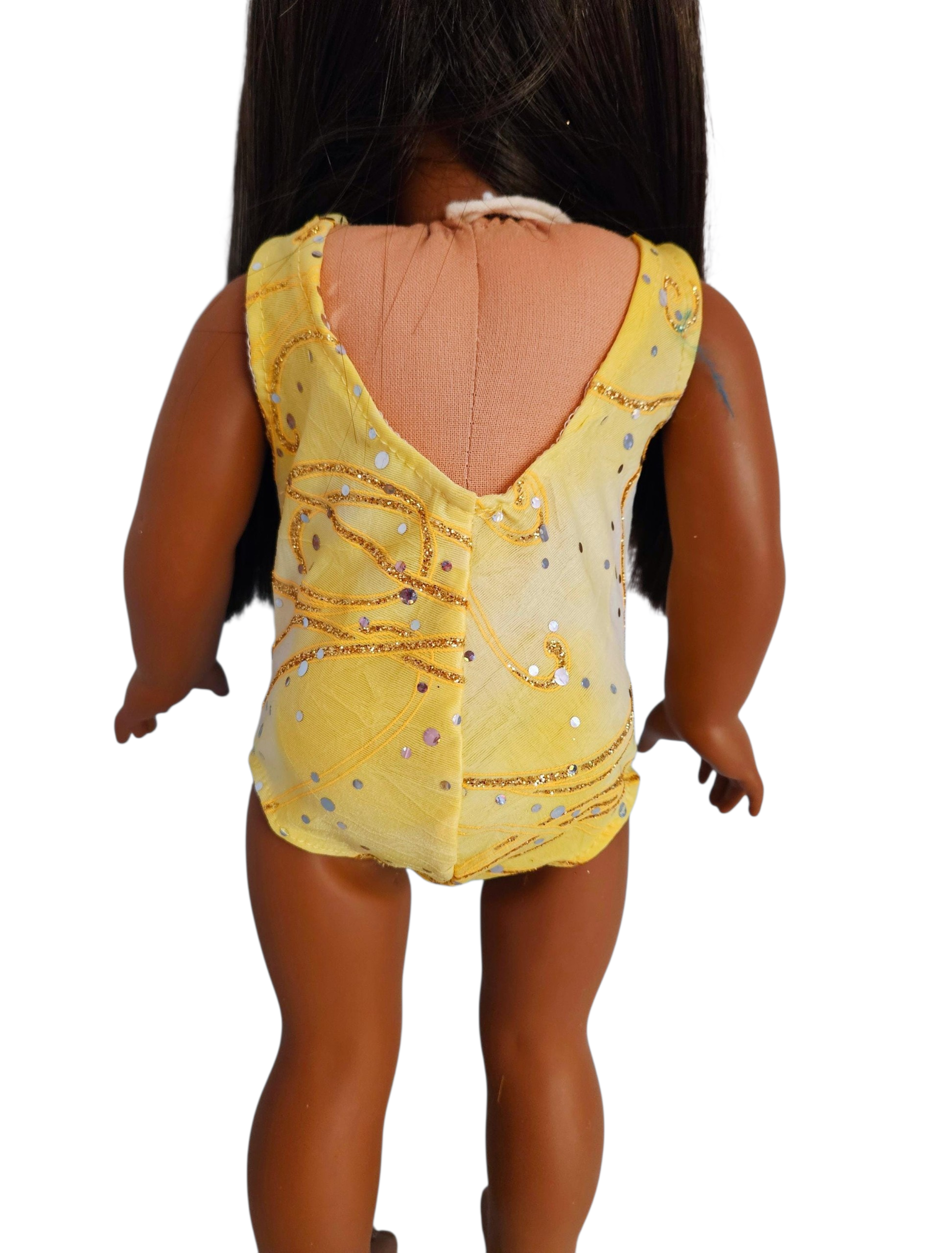 18 inch doll Yellow Sequin Swimsuit & Sash