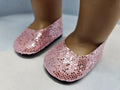 18 inch doll - Light Pink Glitter Slip On Shoes