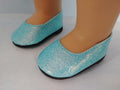 18 inch dolls - Aqua Glitter Slip On Shoes