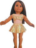 18 inch doll Gold Holographic Dot Swimsuit
