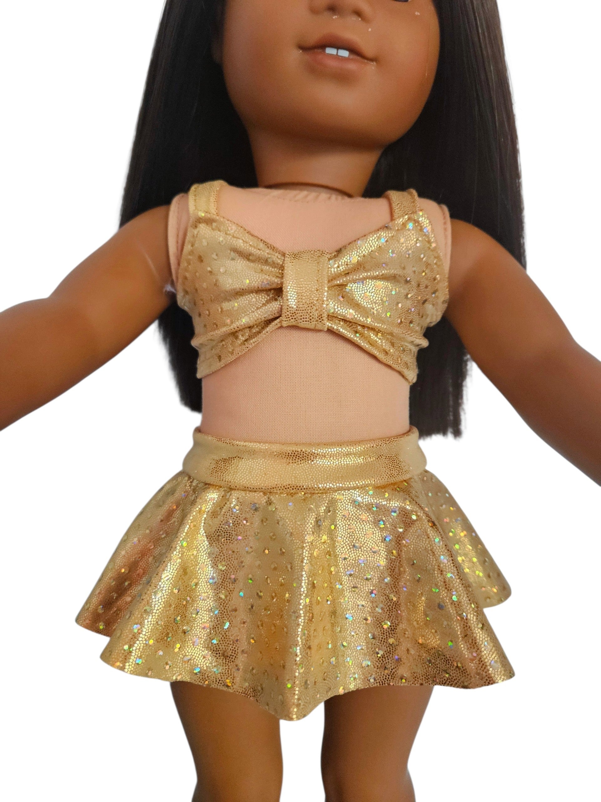 18 inch doll Gold Holographic Dot Swimsuit