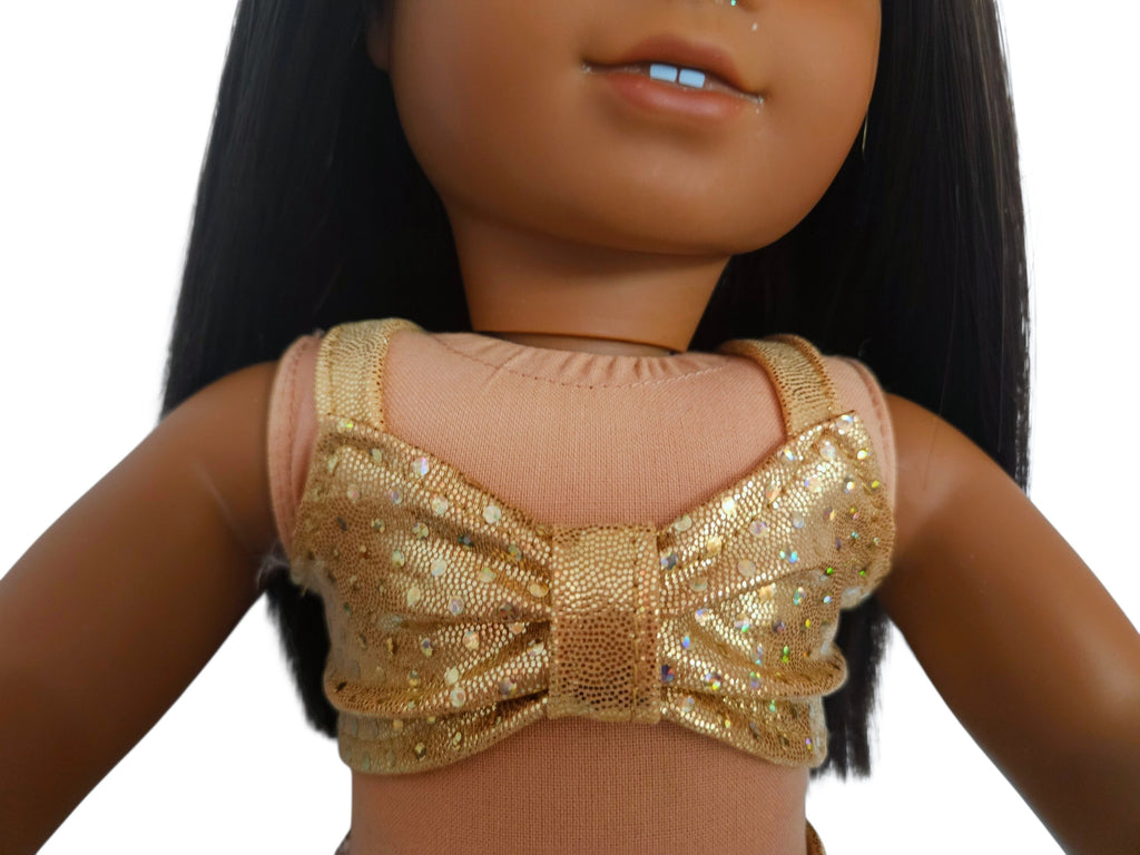18 inch doll Gold Holographic Dot Swimsuit